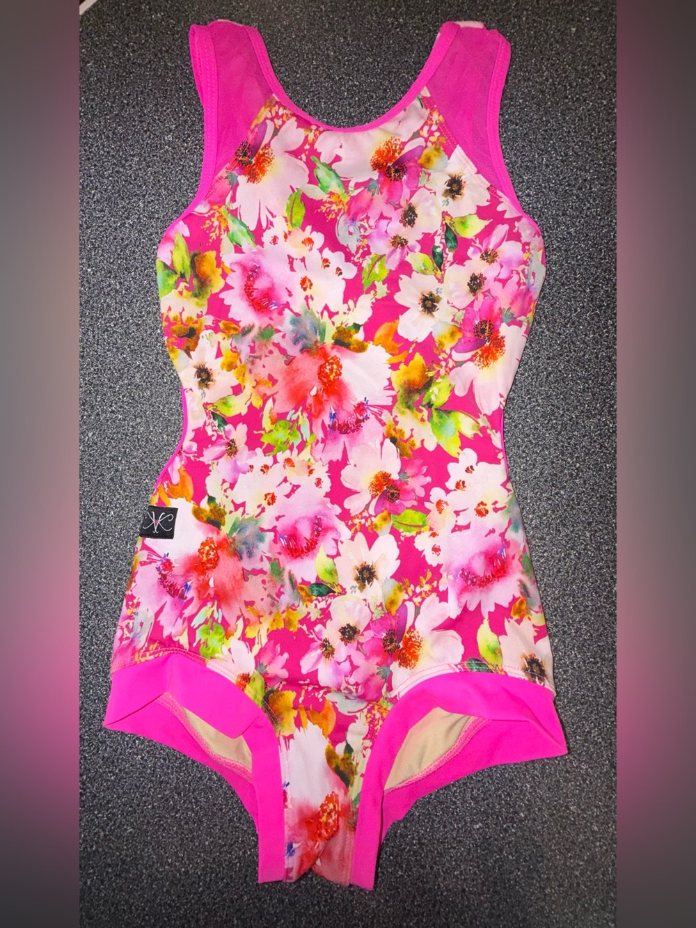 Kandi Kouture Dance Leotard Pink/Floral Size Child X-Large
